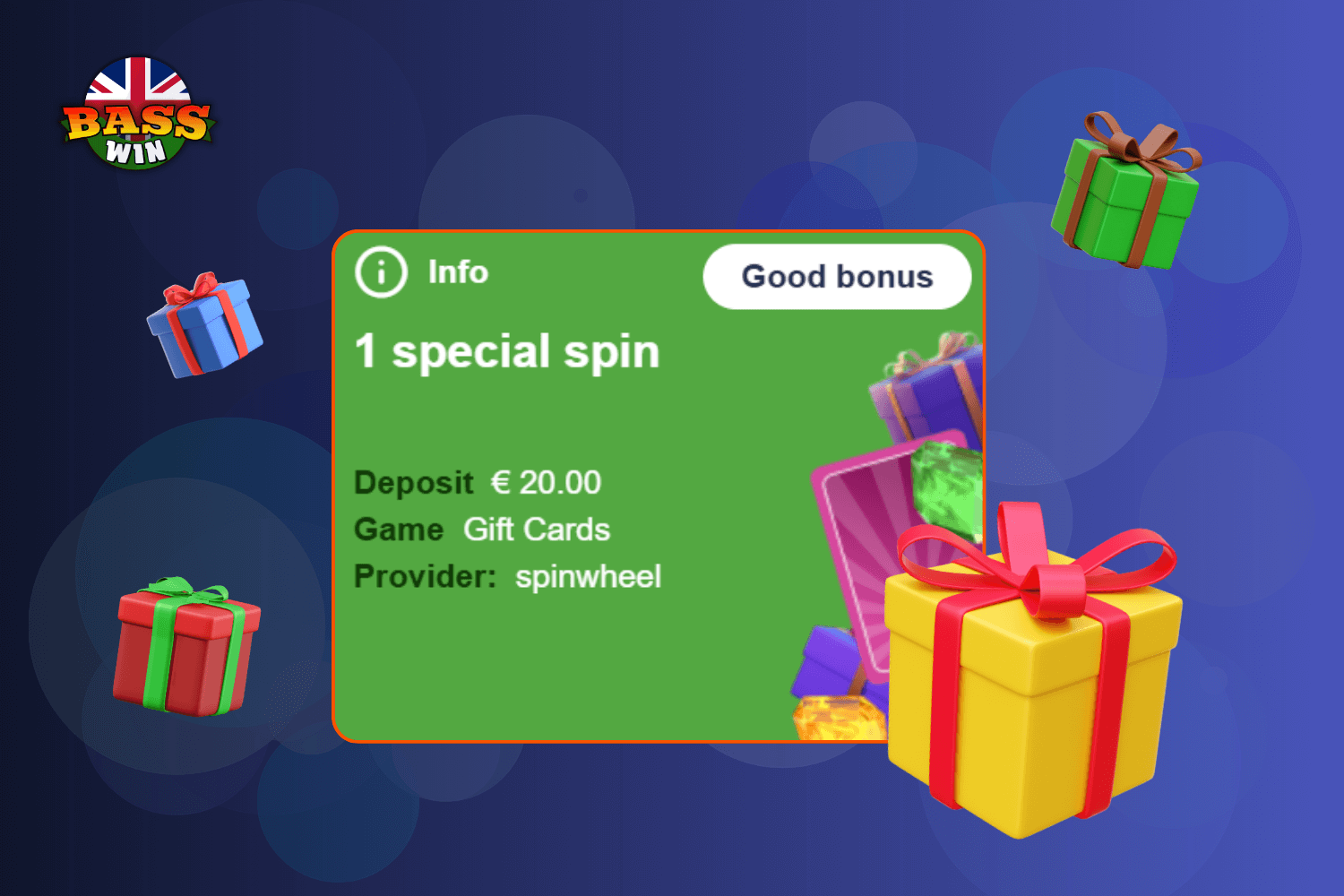 Redeem Exclusive Gift Cards at BassWin UK Casino